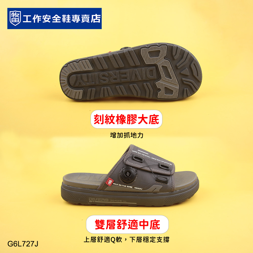 D6可調旋鈕灰色舒緩拖鞋